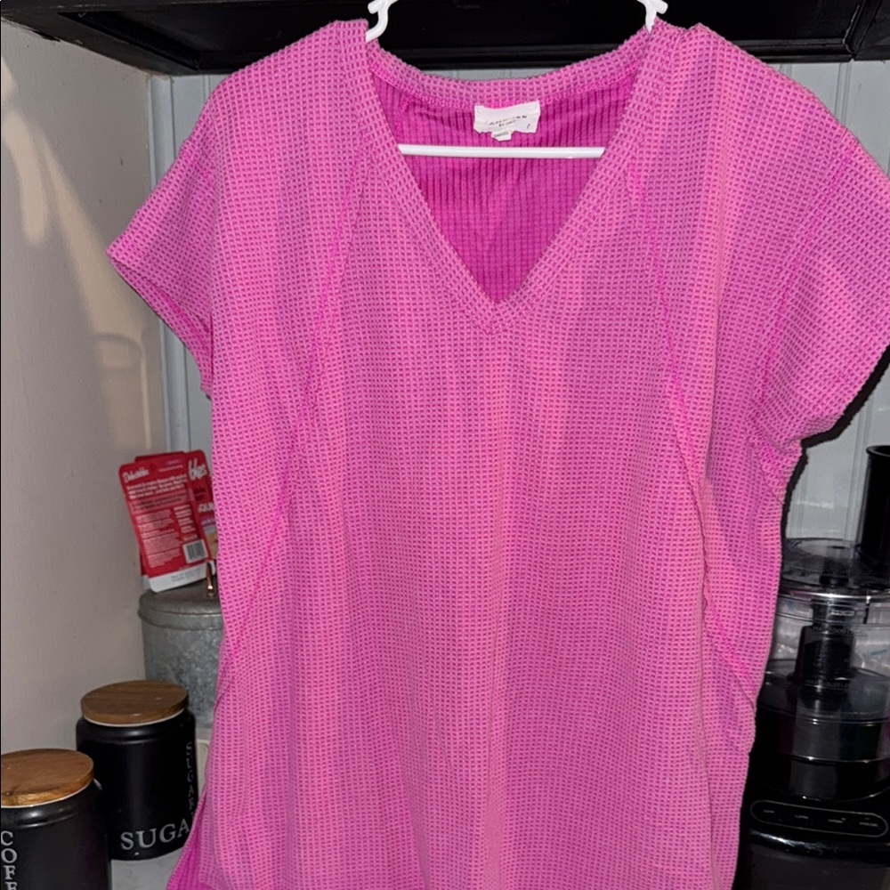 Pink V-Neck Women's Top